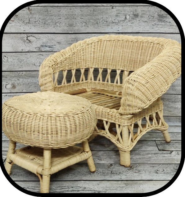 CANE GARDEN BENCH SET