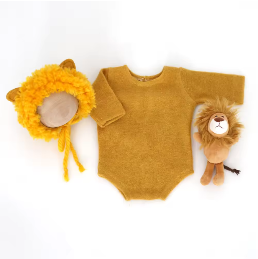 lion-shaped doll hat one-piece suit (0-1 Month)