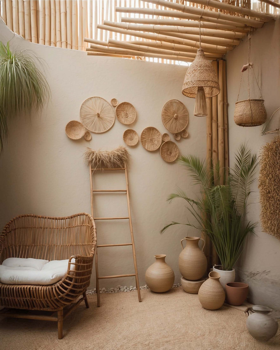 Thumbnail: Rustic Wicker and Pottery - Maternity Backdrop - MPS - MB0318