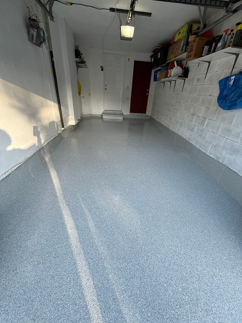 Single car garage epoxy floor