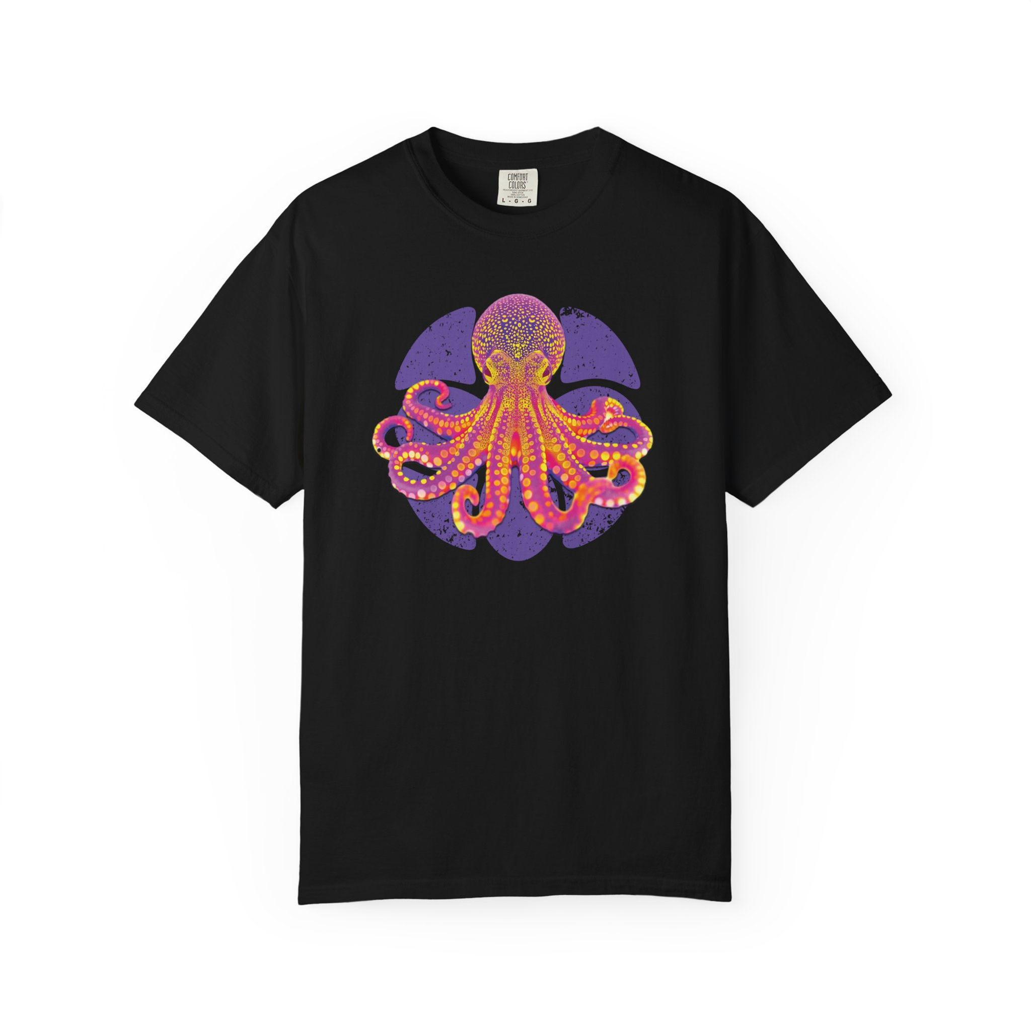 Vibrant Octopus Graphic Tee | Retro Style Unisex Garment-Dyed T-shirt