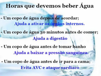 Horas que devemos beber água