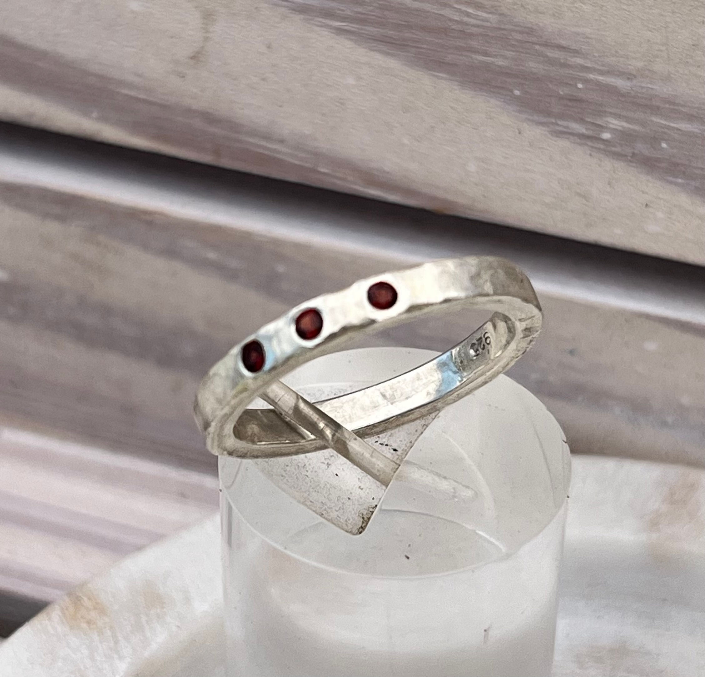 Garnet Gypsy Solid Silver Ring