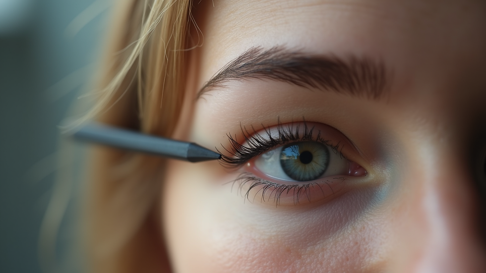 Close-up view of eyebrow mapping with a pencil