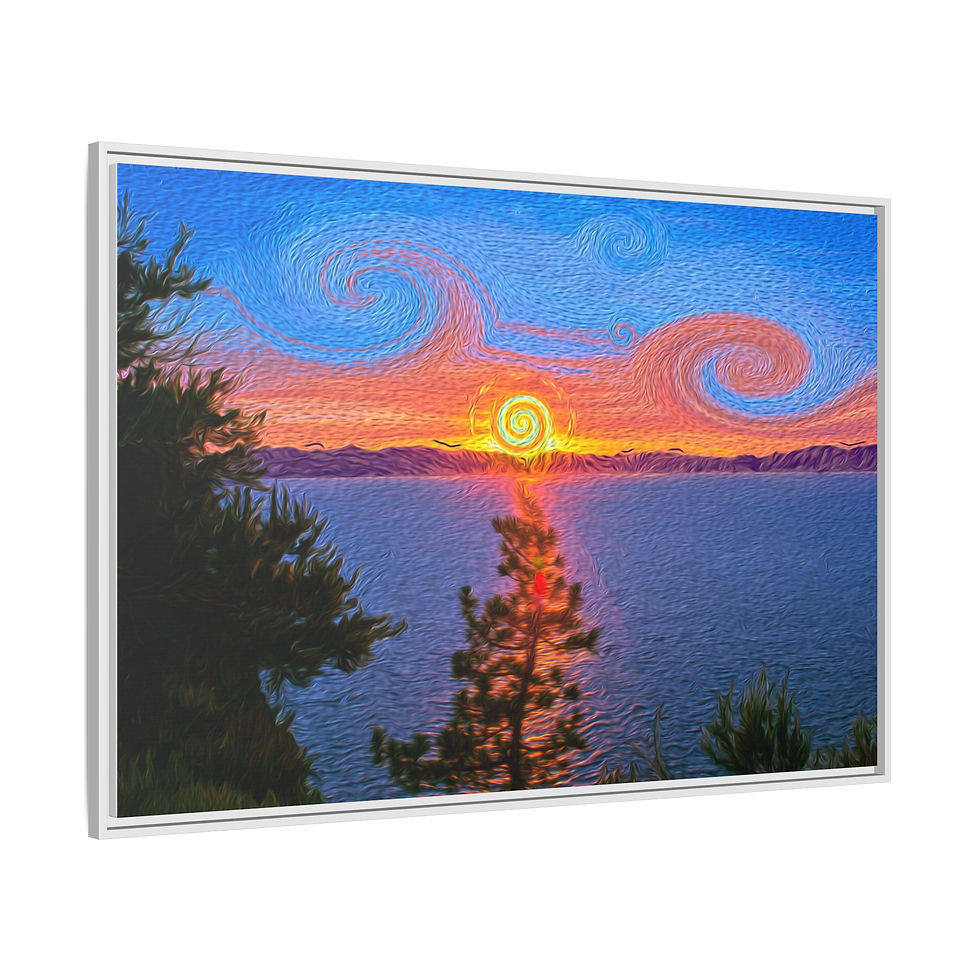 Thumbnail: Where Fire Meets the Lake Canvas, Framed (Multi-color)