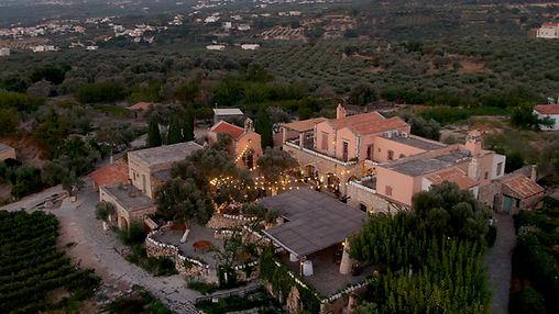 drone photo of the wedding venue Agreco farms in Crete