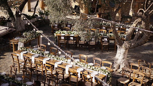 wedding reception area in Agreco farms in Crete