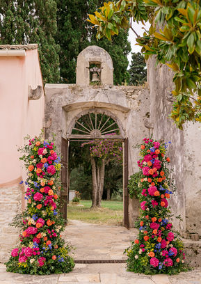 Outdoor wedding ceremony Courti Estate Italy Jade and Charlie destination wedding photographer