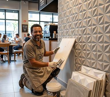 Instalação de Painel 3D (Gesso e Cimentício) - Trabalho Direto