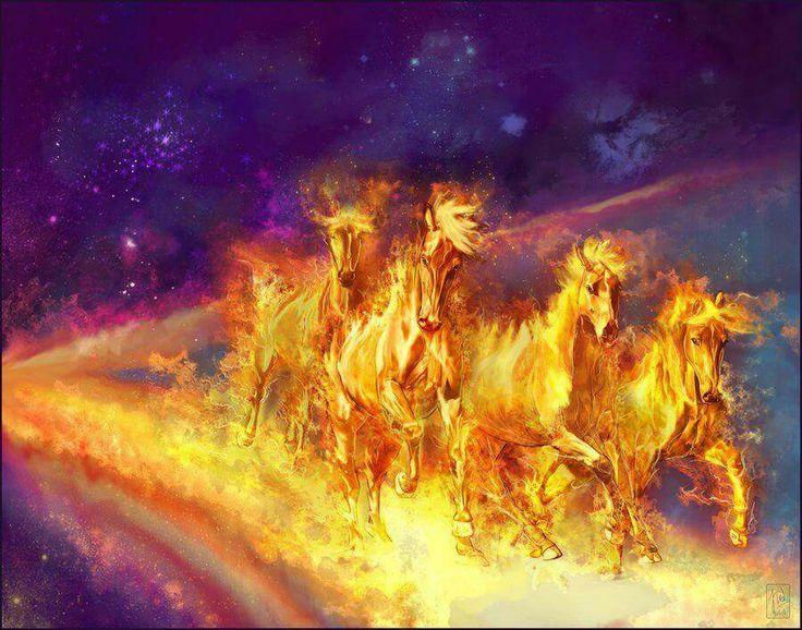 Caballos y carros de fuego alrededor de Eliseo según 2 Reyes 6.