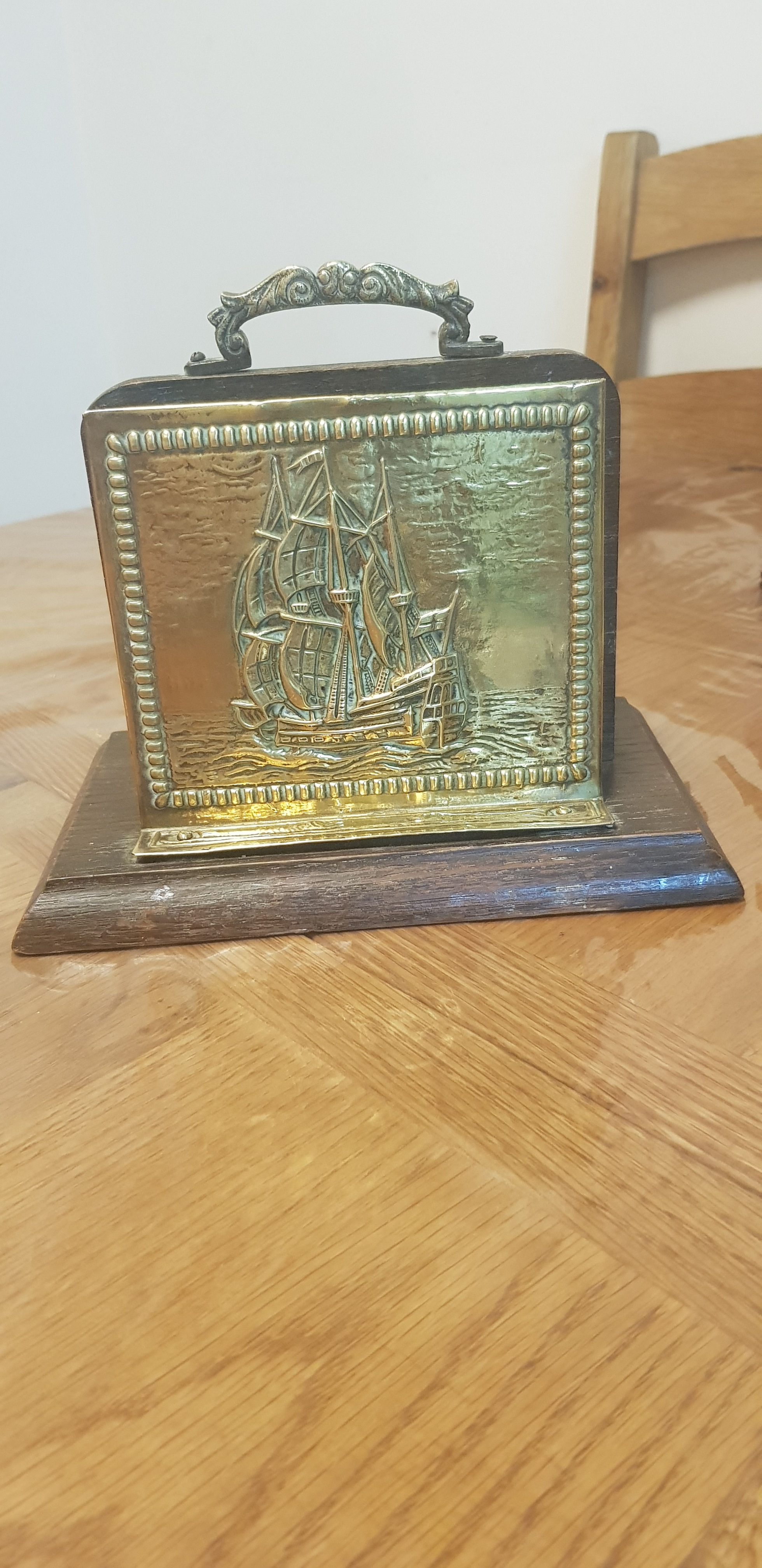 Antique wood and brass letter holder