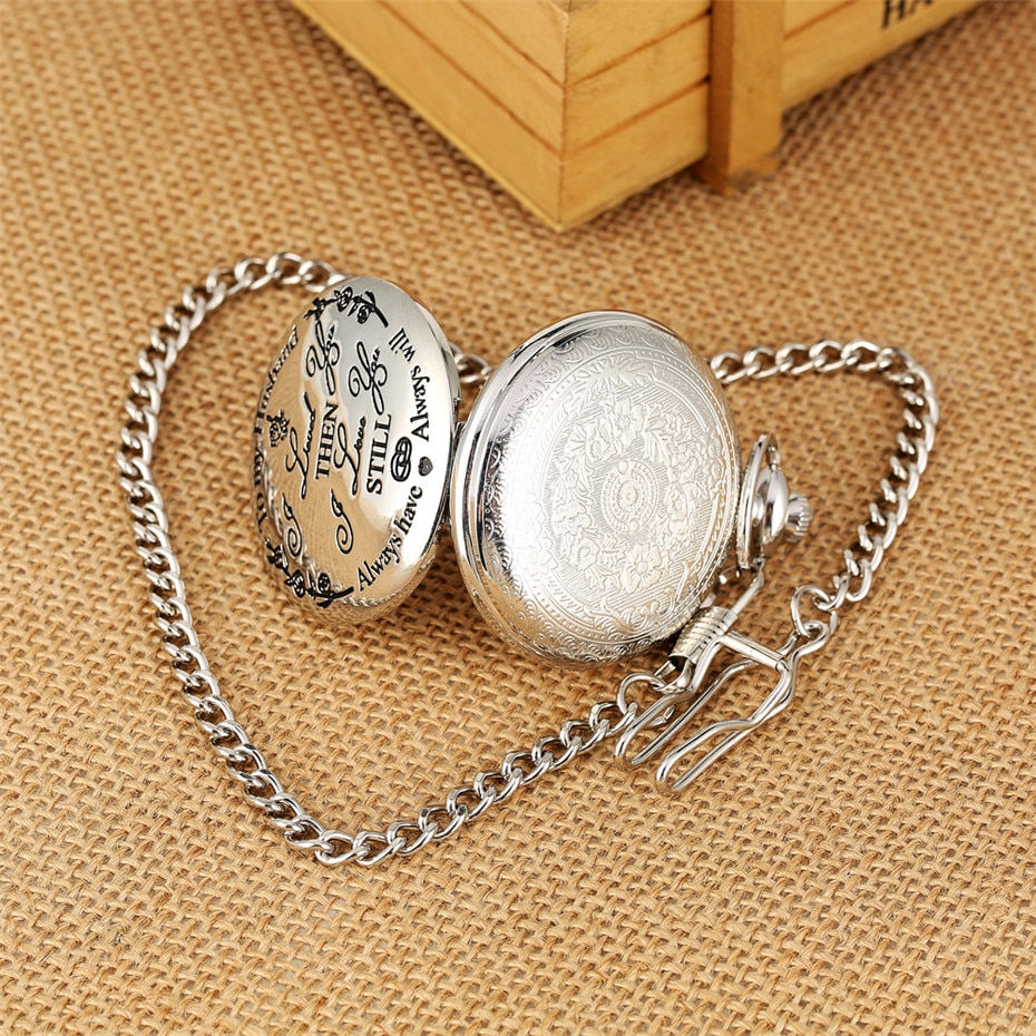 Thumbnail: Silver "To my Husband, I LOVE YOU" Pocket Watch in box