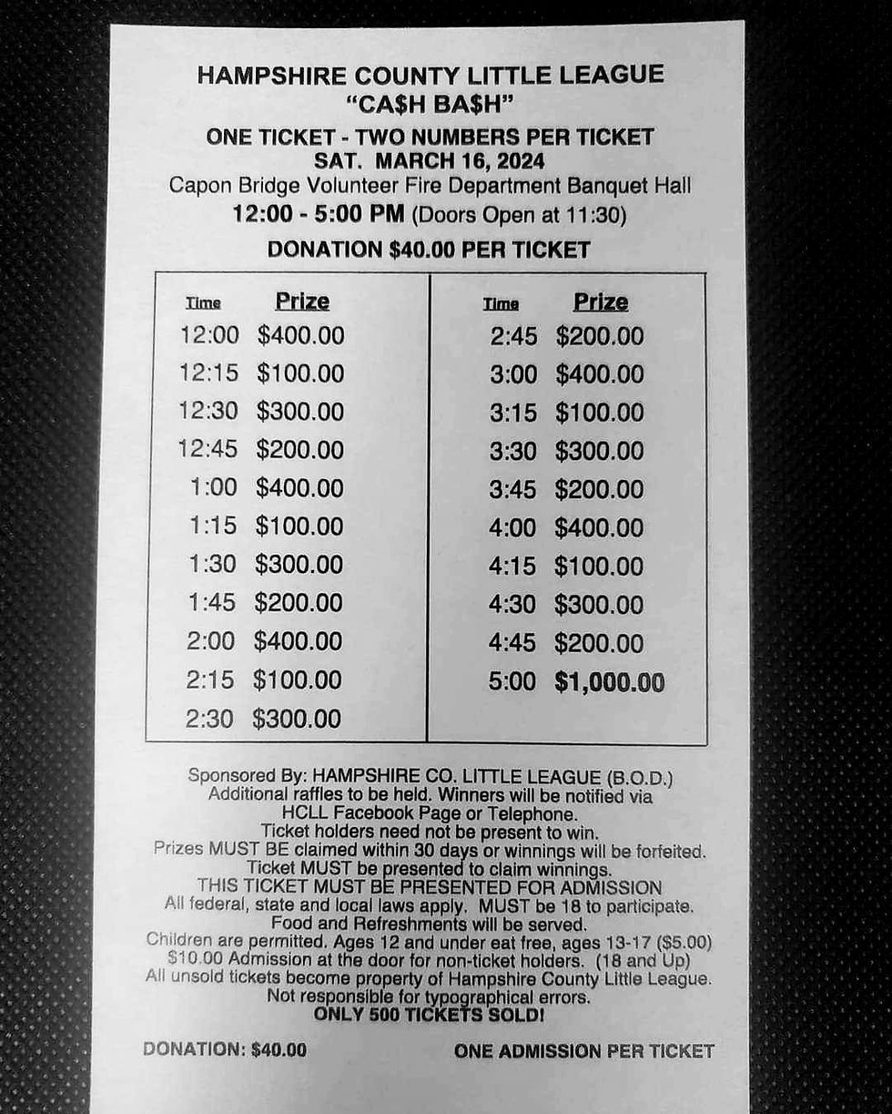Hampshire County Little League Cash Bash
