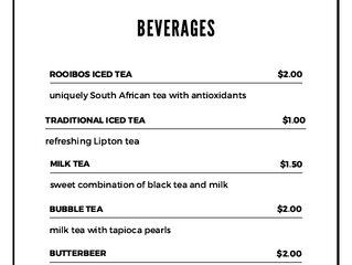 Beverage Stand Menu 4/28/15