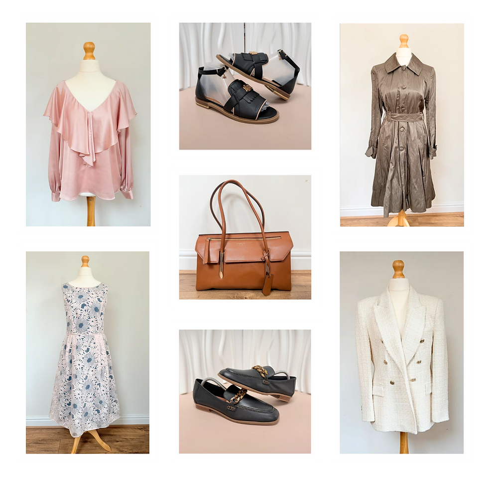 Styled clothing showing how items will be presented for resale