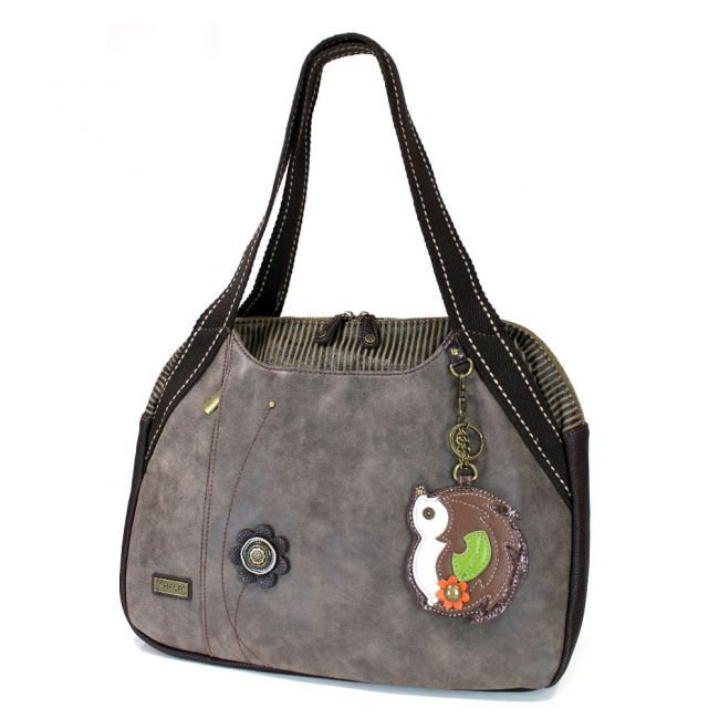 Thumbnail: Gray Bowling Bag Purse/Weekender Bag + Choice of Charm