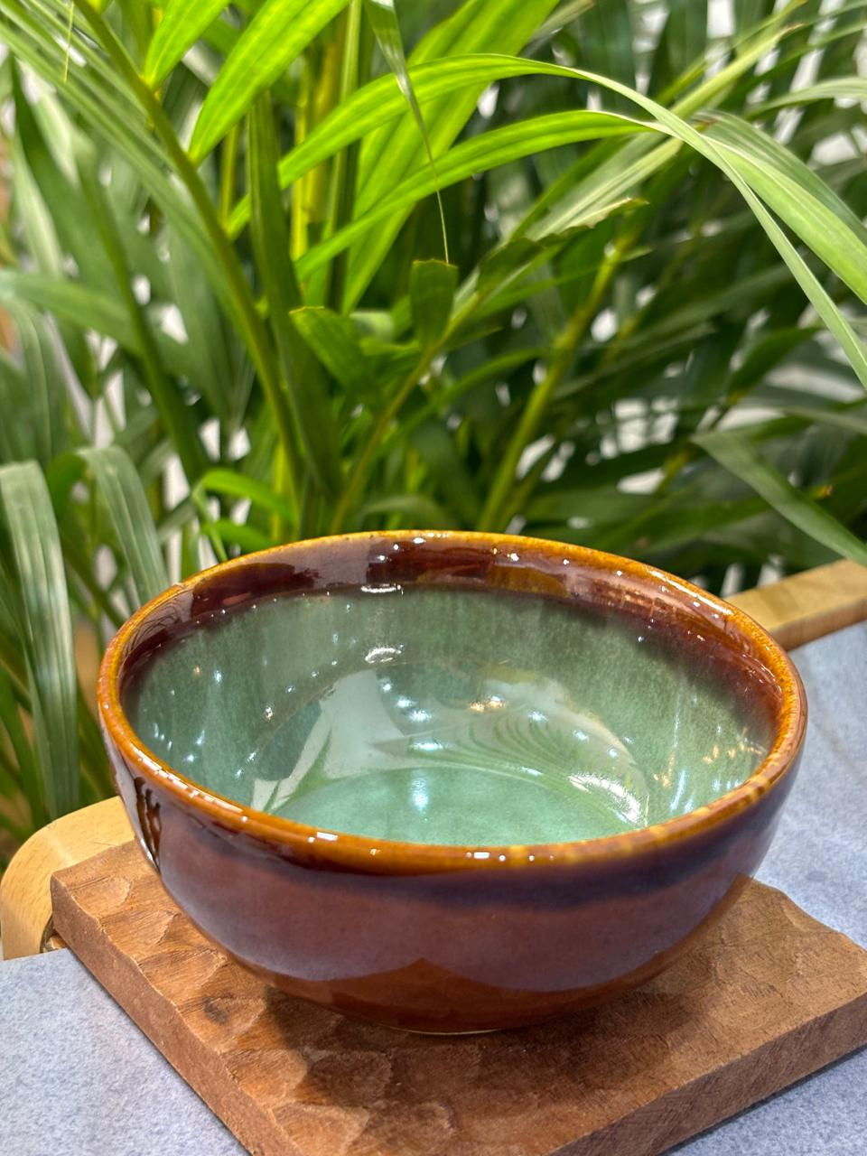 Thumbnail: Brown Green Glaze Dinner Set (Set of 18)