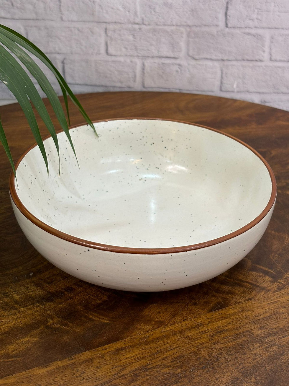 Thumbnail: White Dinner Set with Brown Rim (Set of 20)