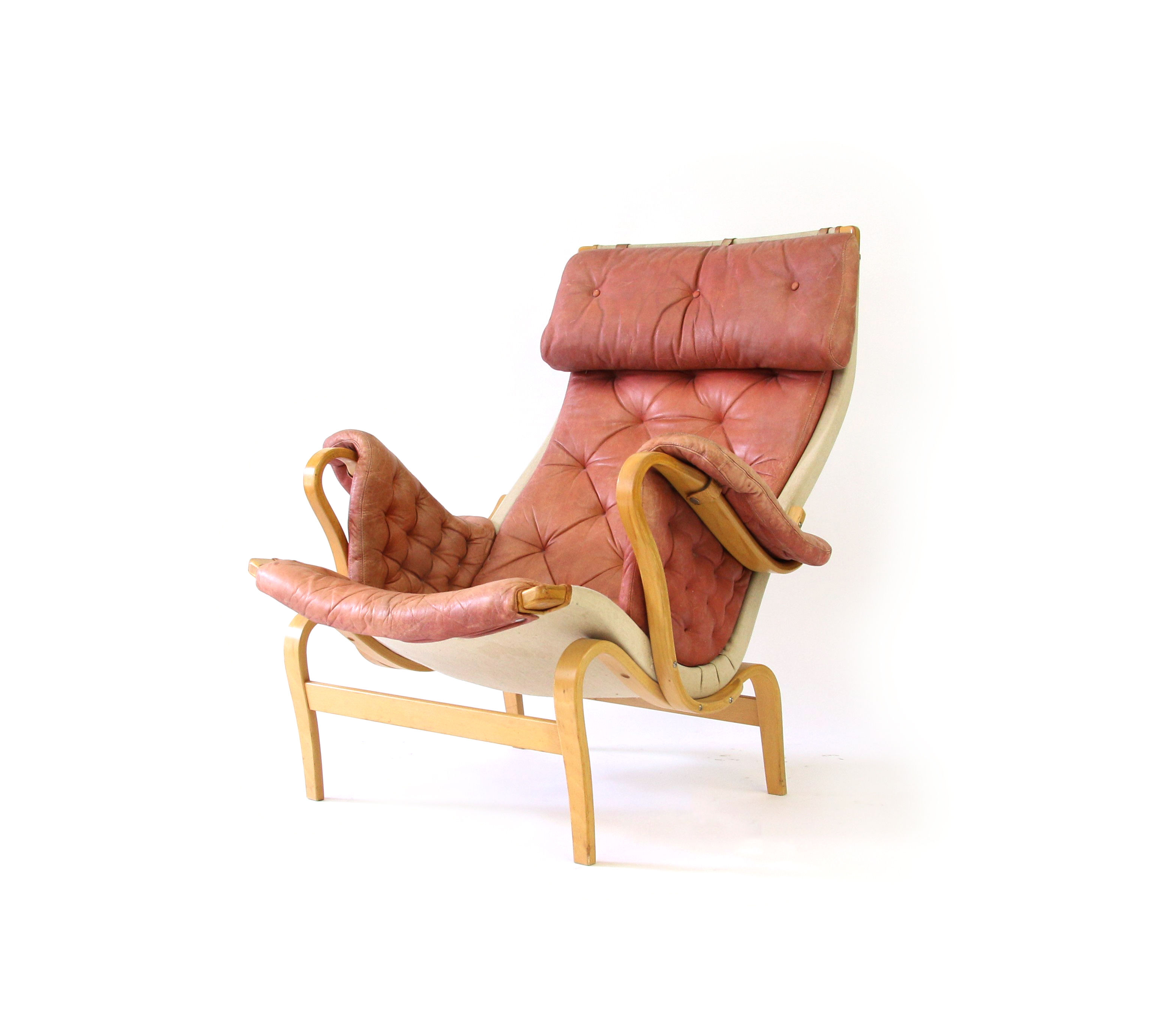 Early Bruno Mathsson Pernilla for Dux Salmon Pink Leather