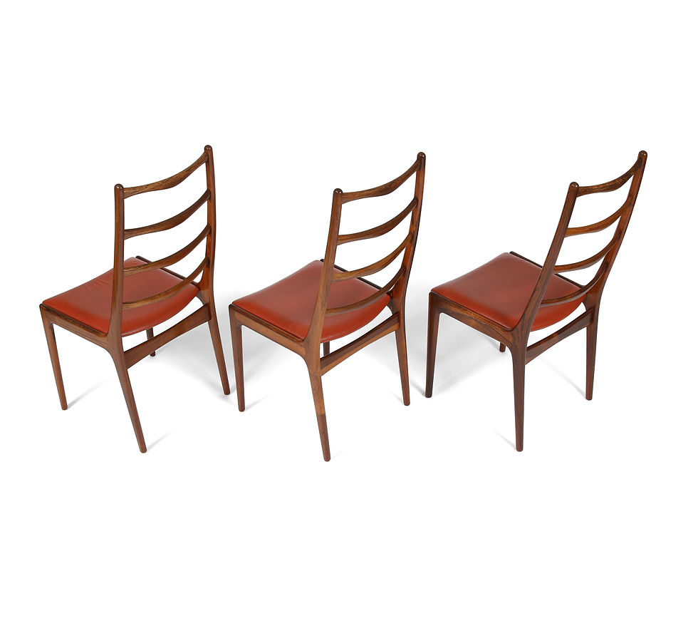 Thumbnail: Johannes Andersen Rosewood Dining Chairs Red Leather