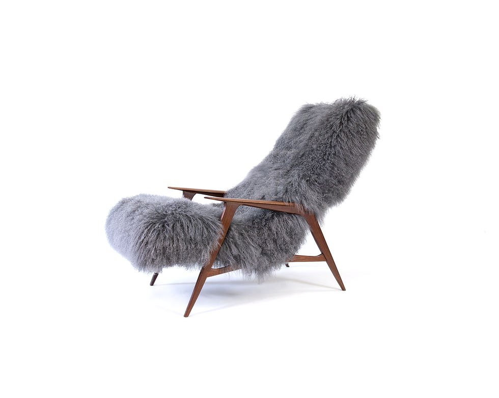 Thumbnail: JIO Siesta Mongolian Sheepskin Kvadrat Hallingdal Afromosia Teak Armchair