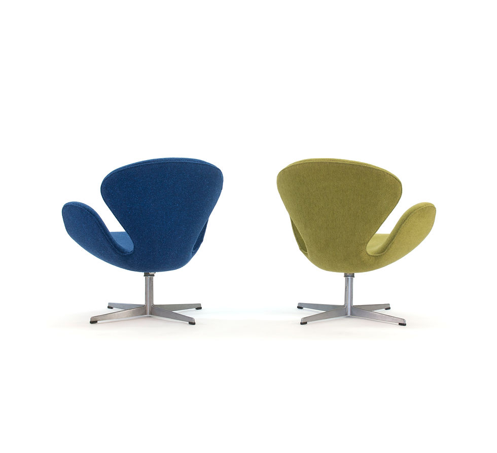 Arne Jacobsen Swan Chairs Blue Green Fritz Hansen