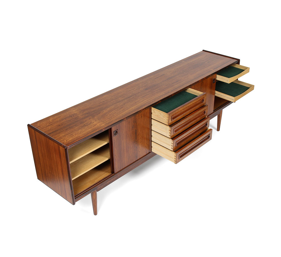 Thumbnail: Long Danish Rosewood Credenza by Johannes Andersen. SOLD