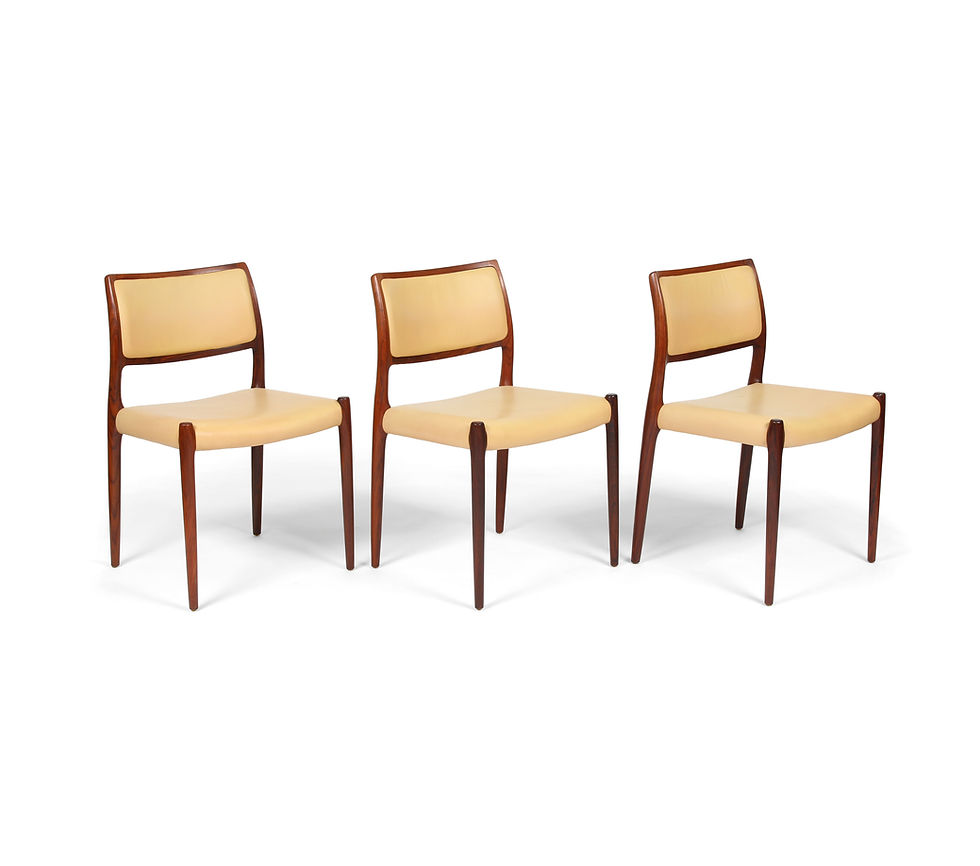 Thumbnail: Rosewood and Leather JL Moller Dining Chairs. Set of 6. SOLD