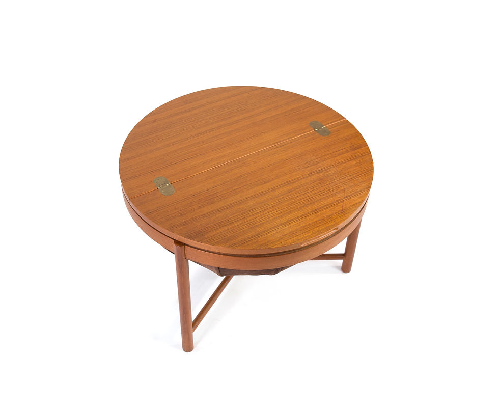 Thumbnail: Rastad og Relling Syklus Teak Sewing Side Table Rasmus Solberg Leather