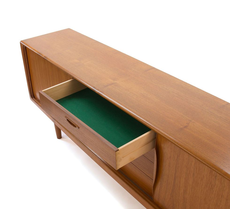 Thumbnail: HW Klein Bramin Teak Credenza Sideboard Green Felt Drawer