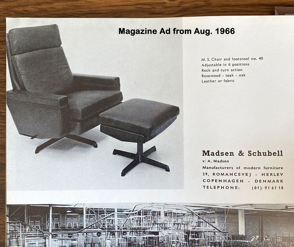 Thumbnail: 1960s Danish Leather Chair and Ottoman. Madsen and Schubell MS40. SOLD
