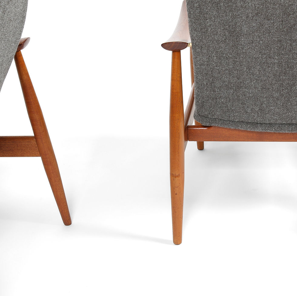 Thumbnail: Pair of Finn Juhl for France and Son Teak Lounge Chairs. SOLD