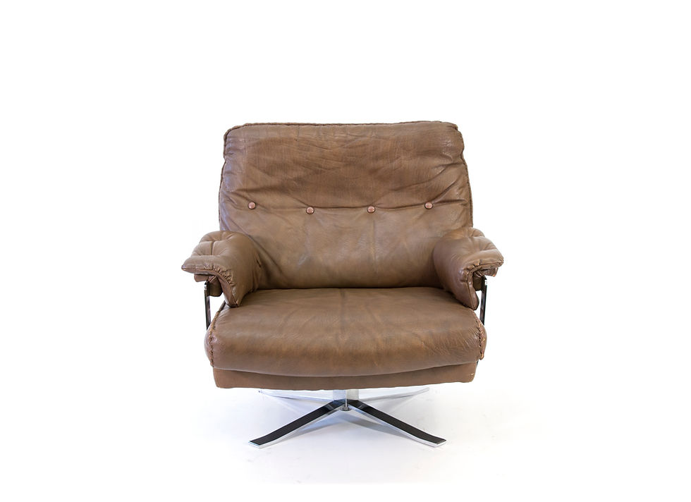 Thumbnail: Arne Norell for Vatne Mobler Buffalo Leather and Chrome Lounge Chair
