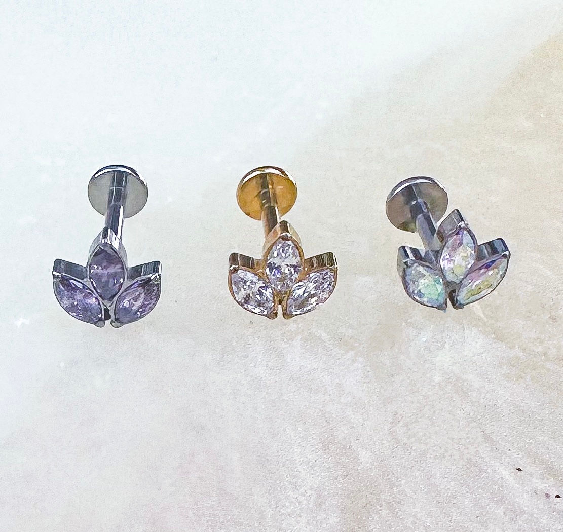 Titanium Marquise Leaf Vine Labret