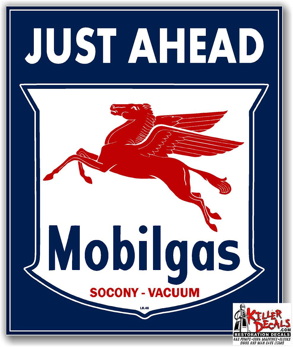 (Mobi-58) MOBIL JUST AHEAD DECAL