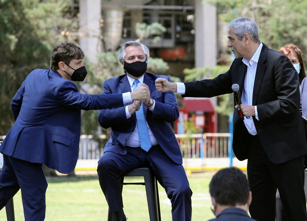 Axel Kicillof, Alberto Fernández y Jorge Ferraresi.
