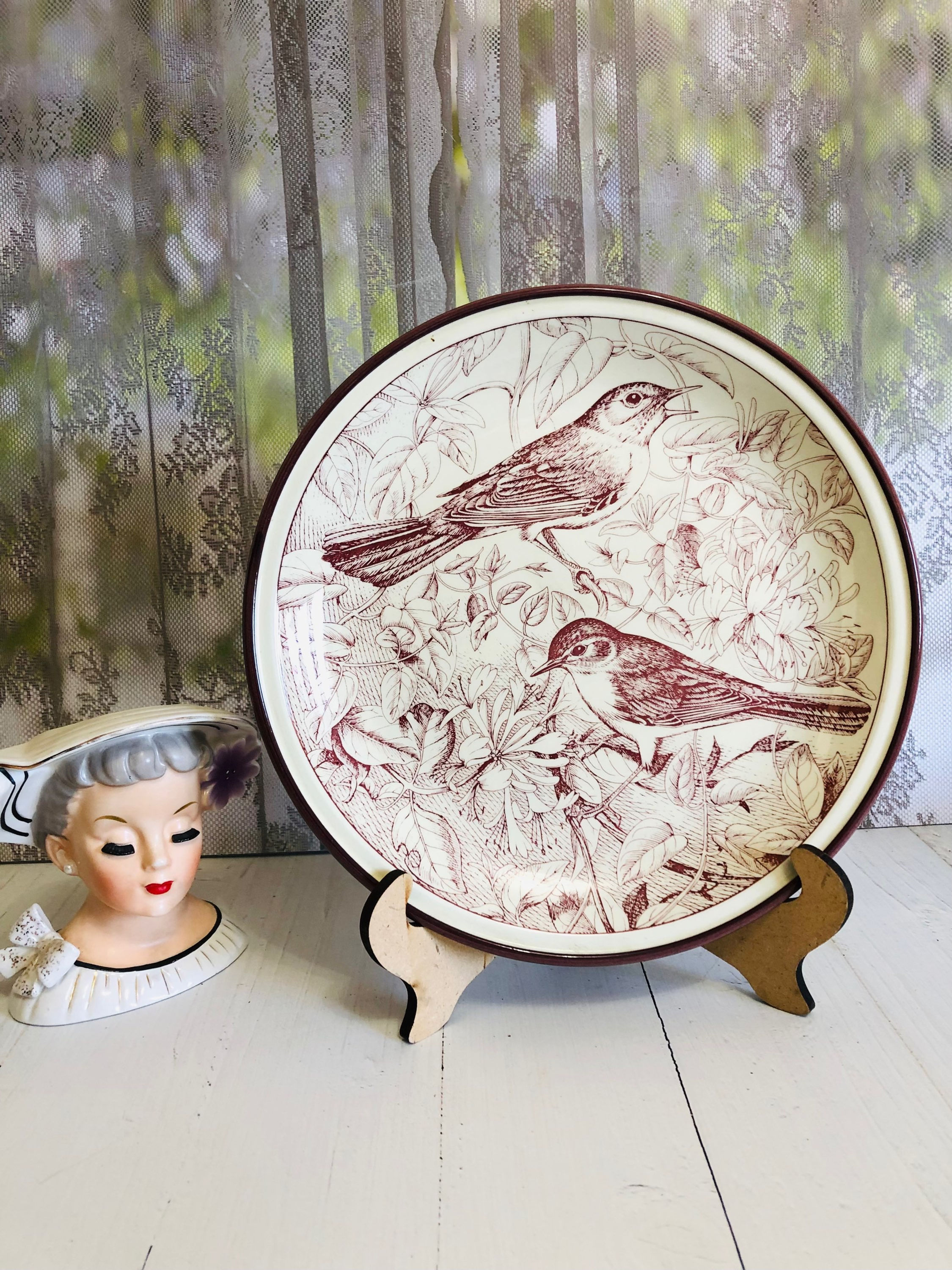 מטינו - הזמיר צלחת חרס לתלייה וינטג איטלקי סדרת הציפורים