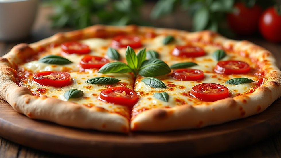 Vista aérea de uma pizza gourmet com rúcula e queijo de cabra