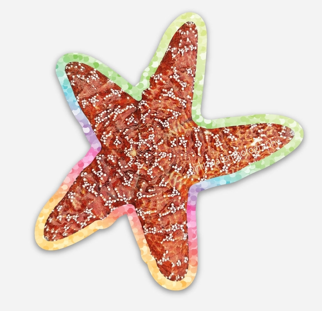 Glitter Orange Ochre Star Sticker