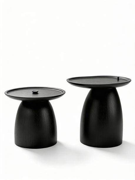 KOBU MARU and KOBU NAGA side tables, full product view in black lacquer