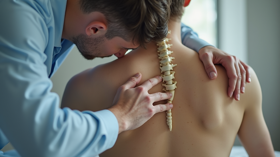 Close-up view of a chiropractor adjusting a patient’s spine in a clinic