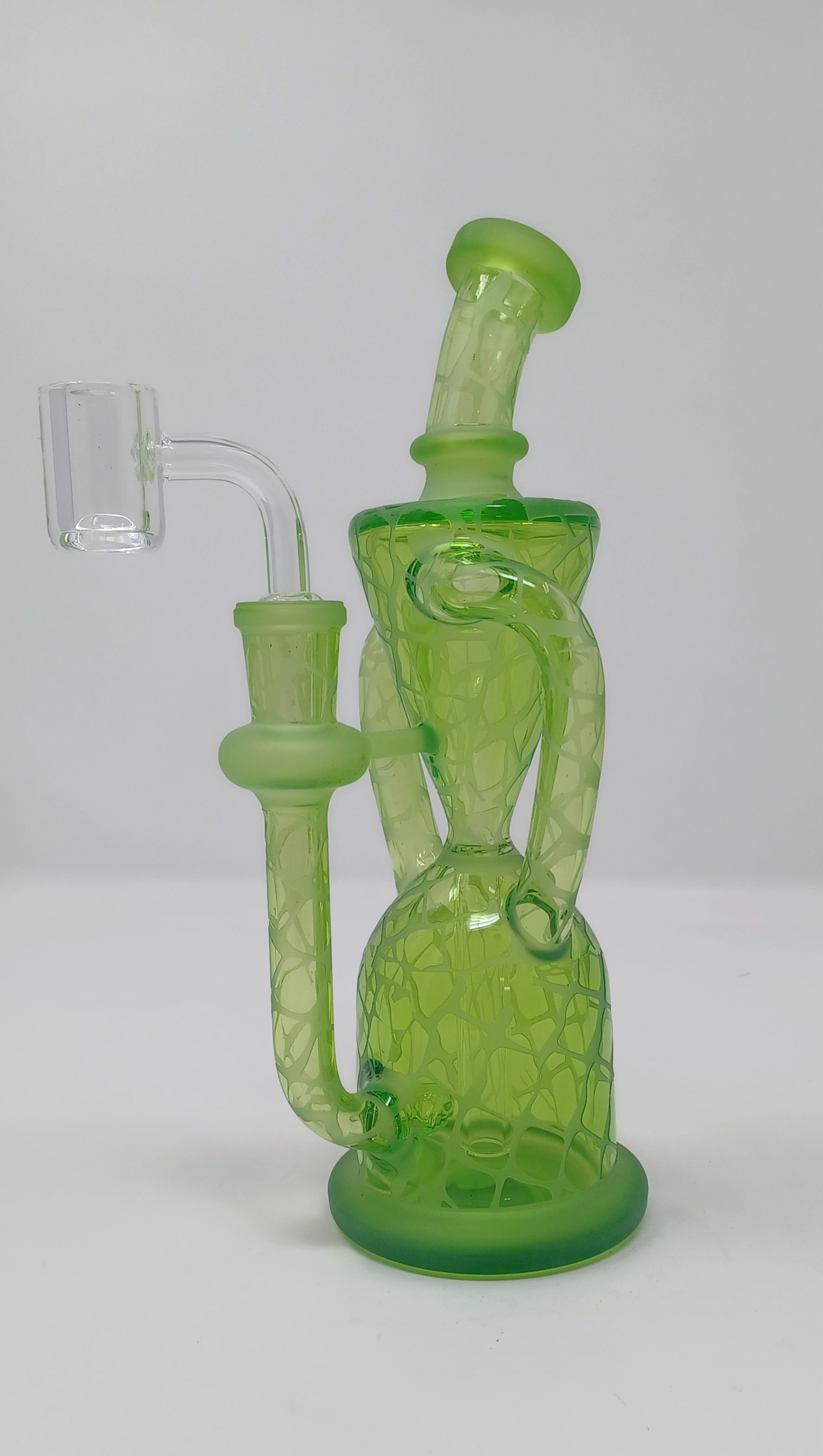 8" tornado recycler. 14mm. Green/sandblasted