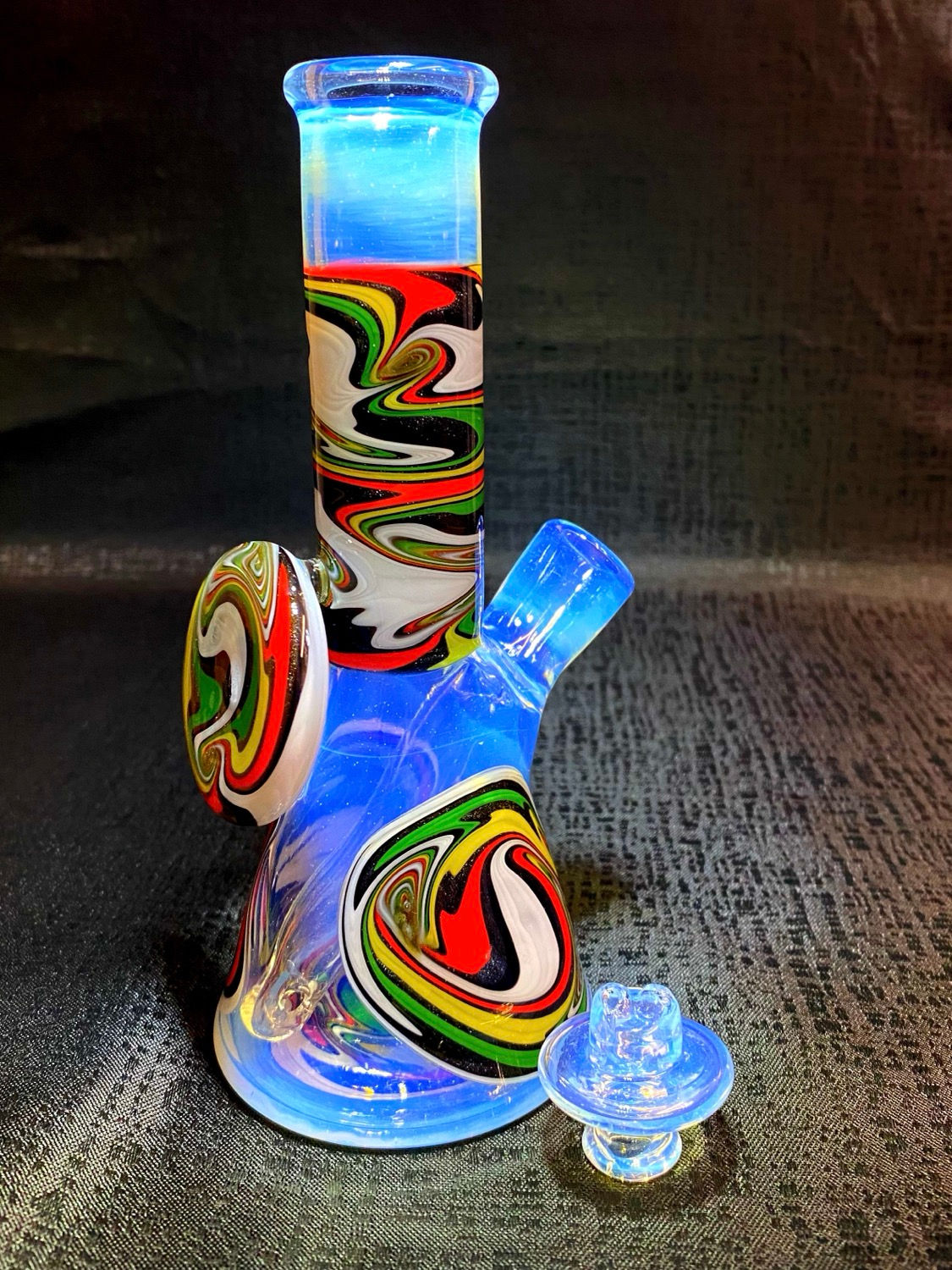 Augy Glass cfl mini tube, 14mm,8inch, opal, with carb cap (green red white
