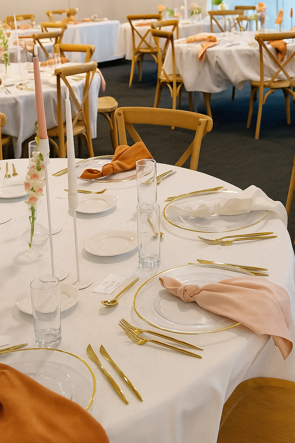Thumbnail: Gold Rimmed Charger Plates - Clear Acrylic