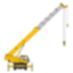 Миниатюра: Малогабаритный кран 70 т KATO SR-700LS, желтый, грузоподъемность 70 т, двухосная база, поднятая стрела - вид спереди