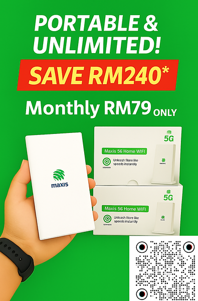 “Maxis Home WiFi Plug & Play Promo – No installation needed, only RM79/month after rebate.”