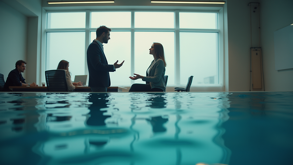 Vue en plongée d’un bureau avec un conseiller en assurance discutant avec un client