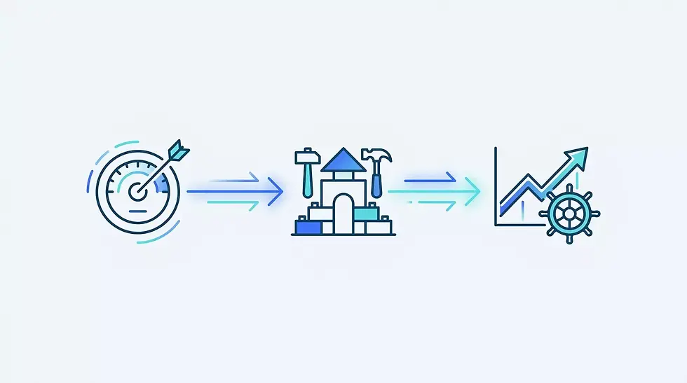 Le moteur Webmind en trois temps : mesurer, construire, piloter.