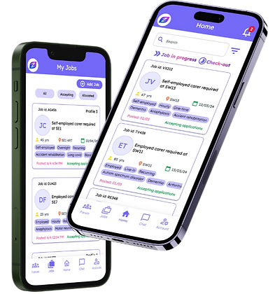mobile interface of zipcare app