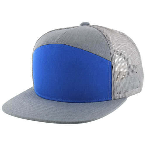 707T | TRUCKER HAT - Royal/Heather Grey/Light Grey